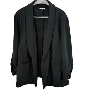 Maurices Open Front Dress Jacket Womens 1X Black Ruched Sleeves Workwear Basics